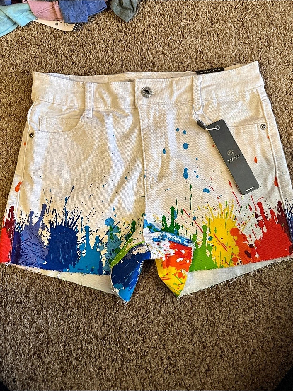 Tractr Brittany Shorts Paint Splatter Jean Shorts Size 14 NWT